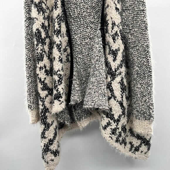 Leshop Women's Knit Cardigan Open Front Nubbed Black/Cream Size M/L - Picture 3 of 9